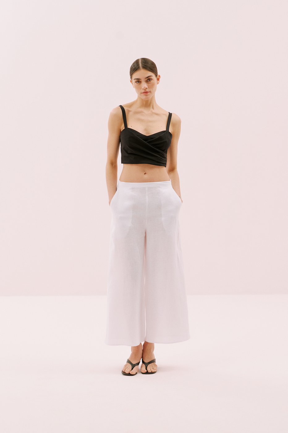 Askılı Drape Detaylı Crop Bluz Siyah - 4