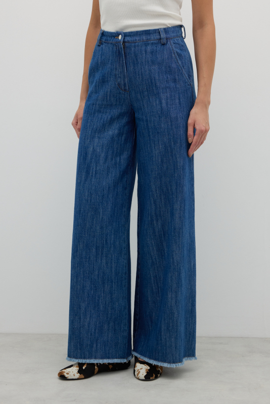 Geniş Paça Denim Pantolon İndigo - 3