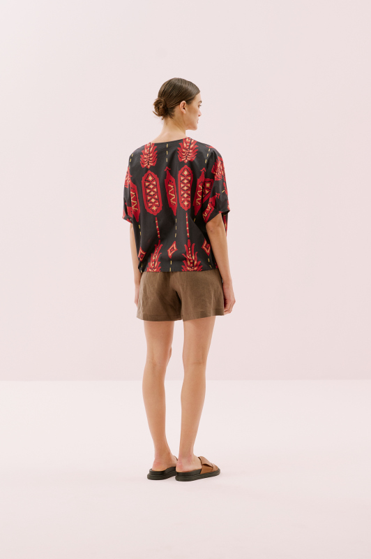 V Yaka Düğmeli Gömlek Standart Renk - 4