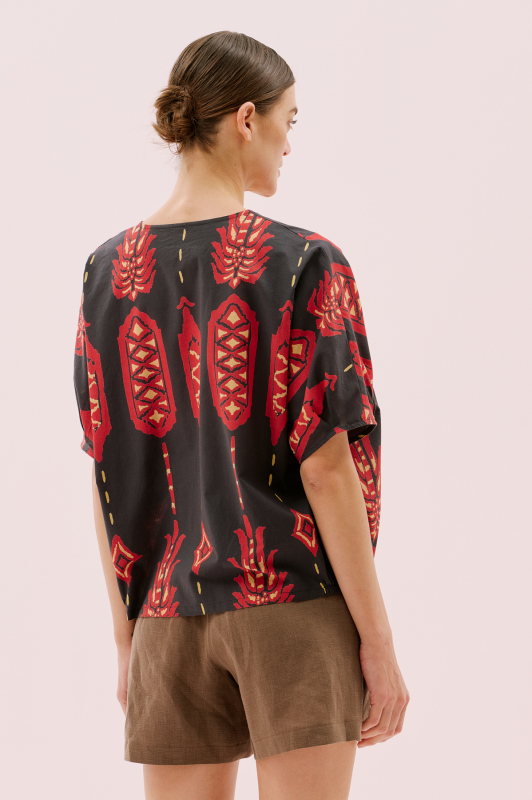 V Yaka Düğmeli Gömlek Standart Renk - 2