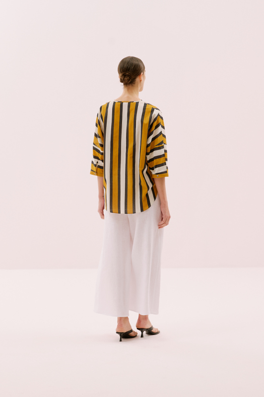 V yaka Cep Detaylı Bluz Standart Renk - 2