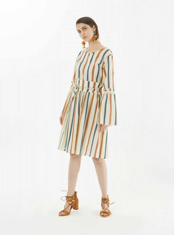 Çizgili Bluz Krem - 1