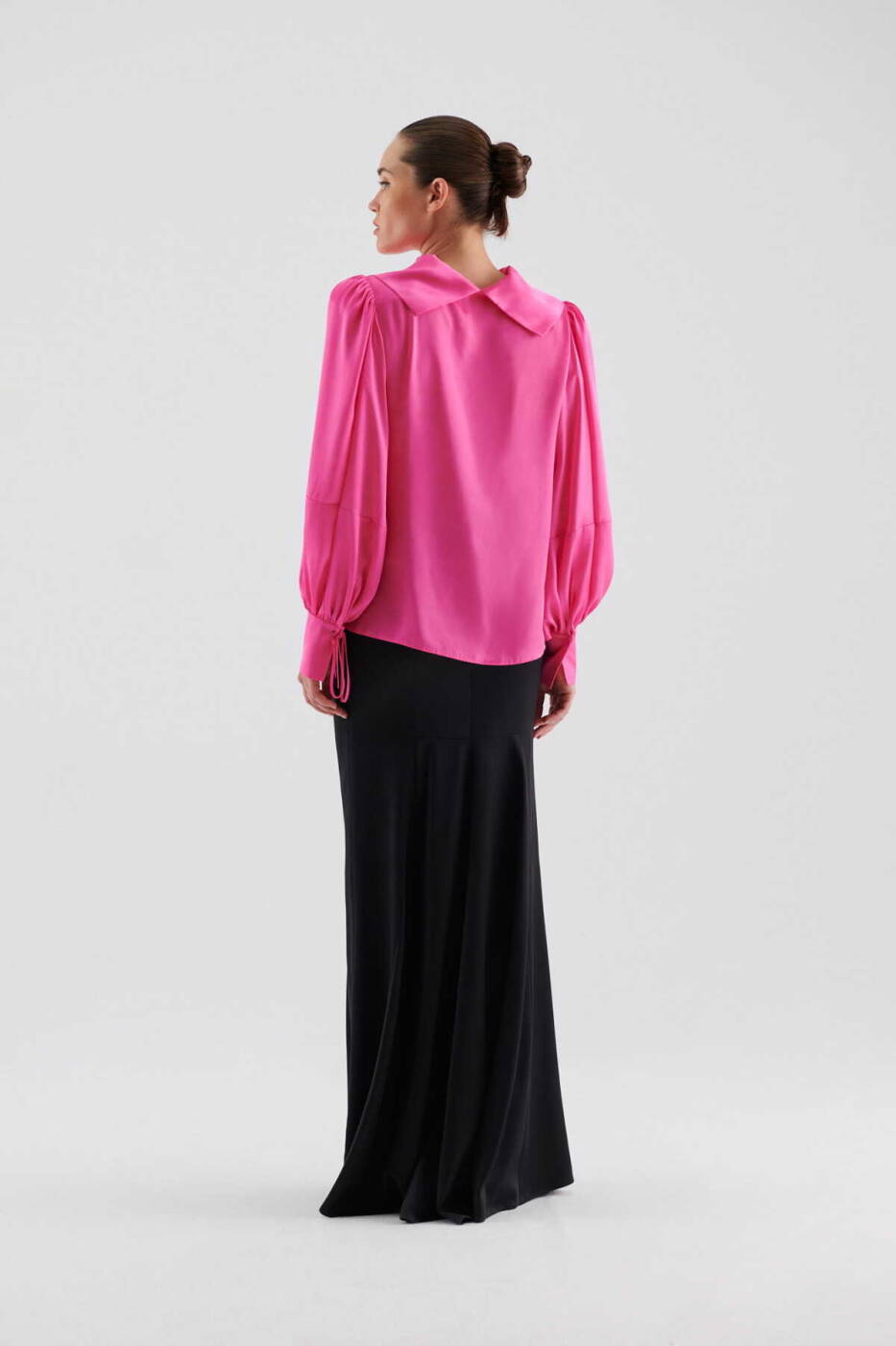  Yaka Bağlamalı Bluz Pembe - 2