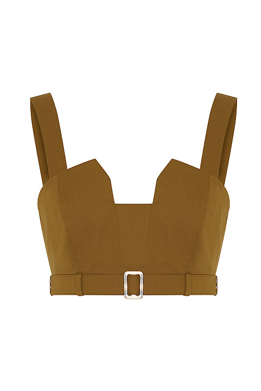 Yaka Detaylı Bustiyer Kahve - 5