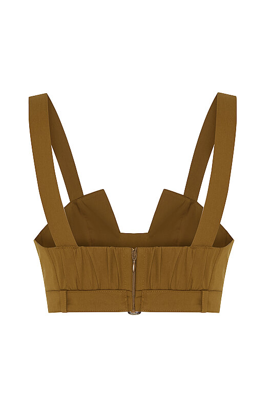 Yaka Detaylı Bustiyer Kahve - 6