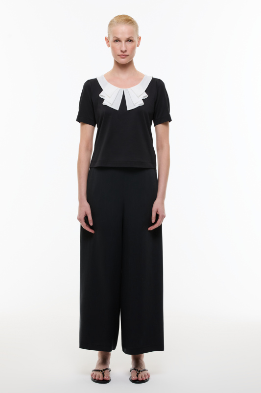 Yaka Detaylı T-shirt Siyah - 3