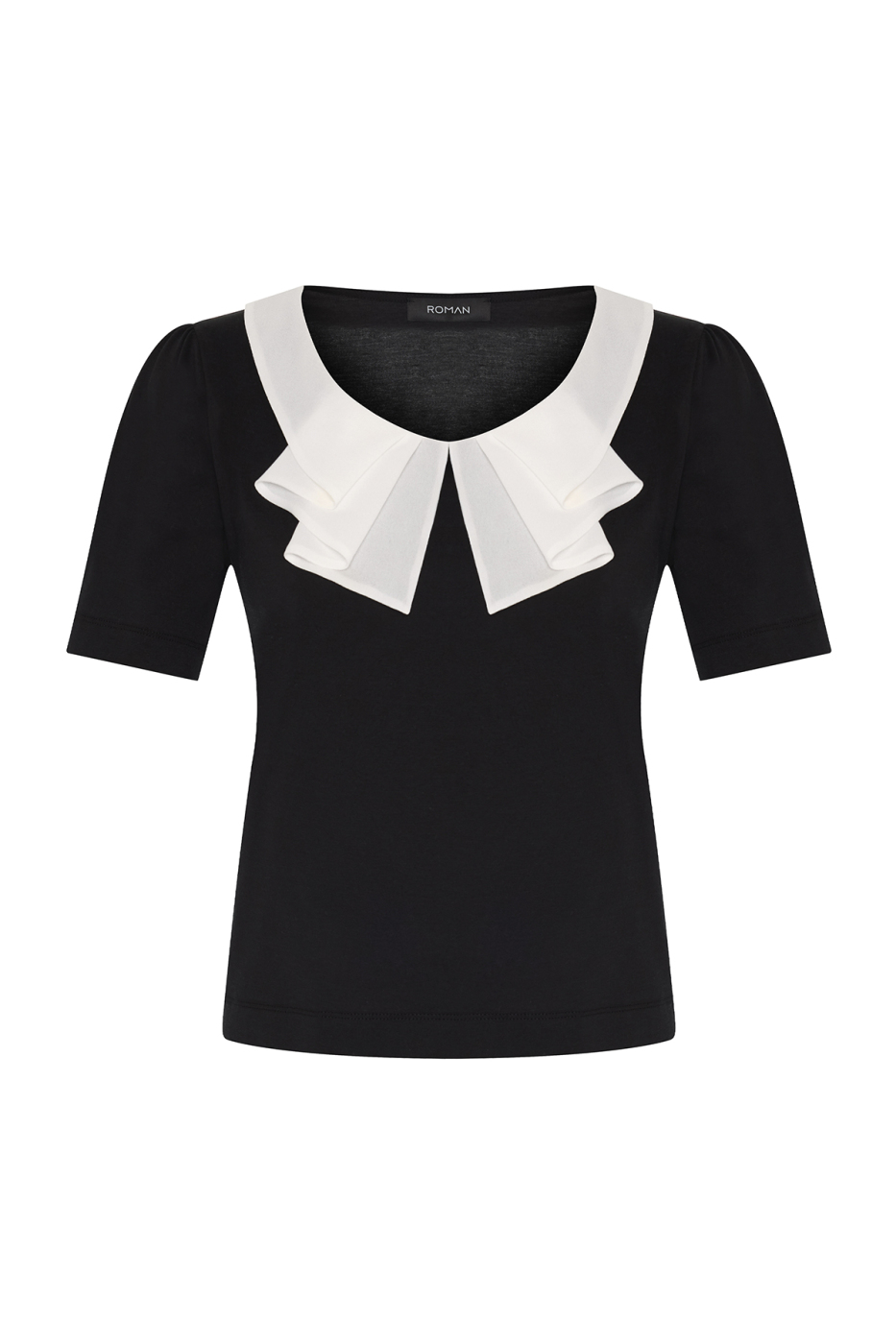 Yaka Detaylı T-shirt Siyah - 4