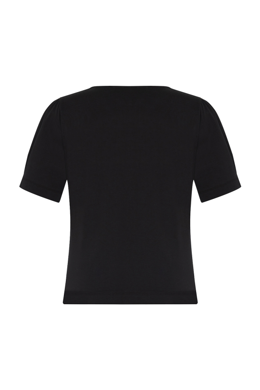 Yaka Detaylı T-shirt Siyah - 5