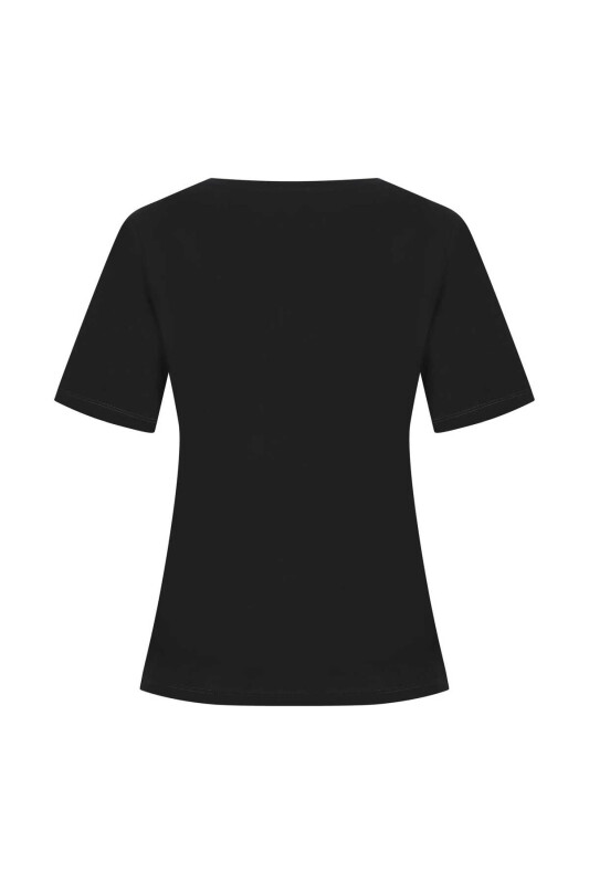  Yakalı Kadın Tişört Siyah - 5