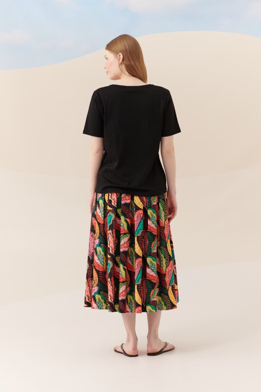  Yakalı Kadın Tişört Siyah - 2