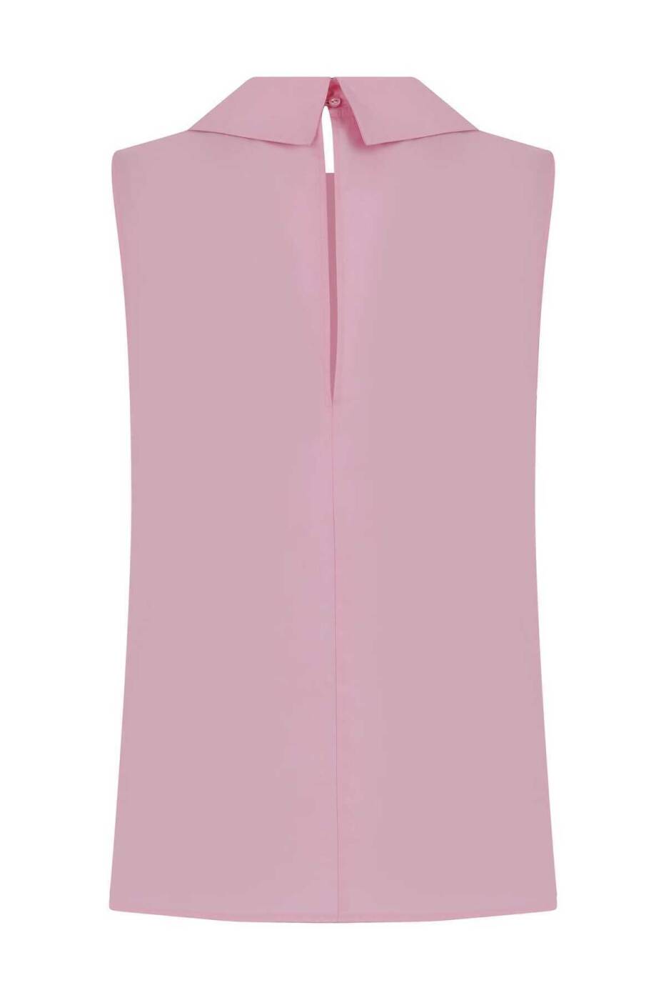 Yakalı Kolsuz Kadın Gömlek Pembe - 5