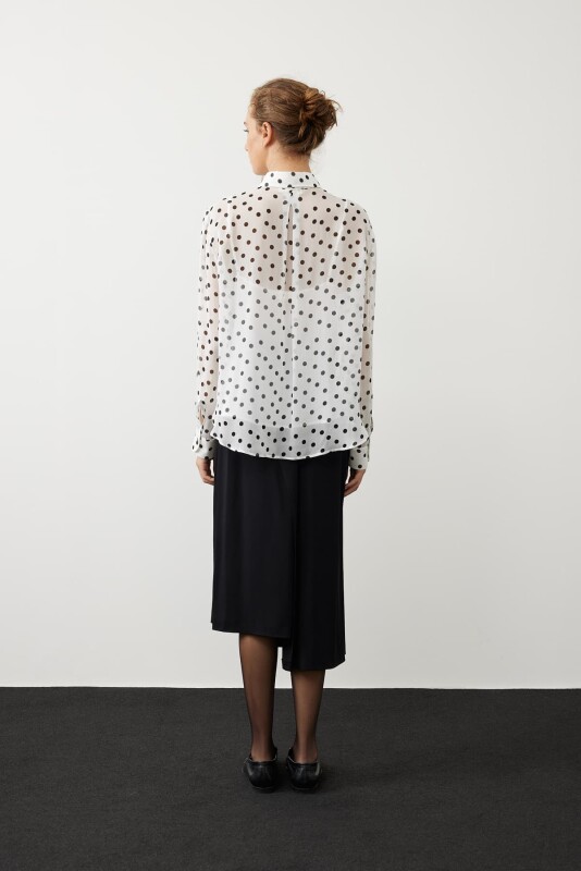 Collared Polka Dot Blouse Black-White - Roman (1)