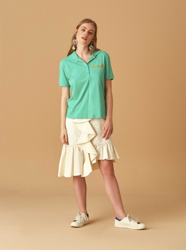 Yakalı T-Shirt Yeşil - 1