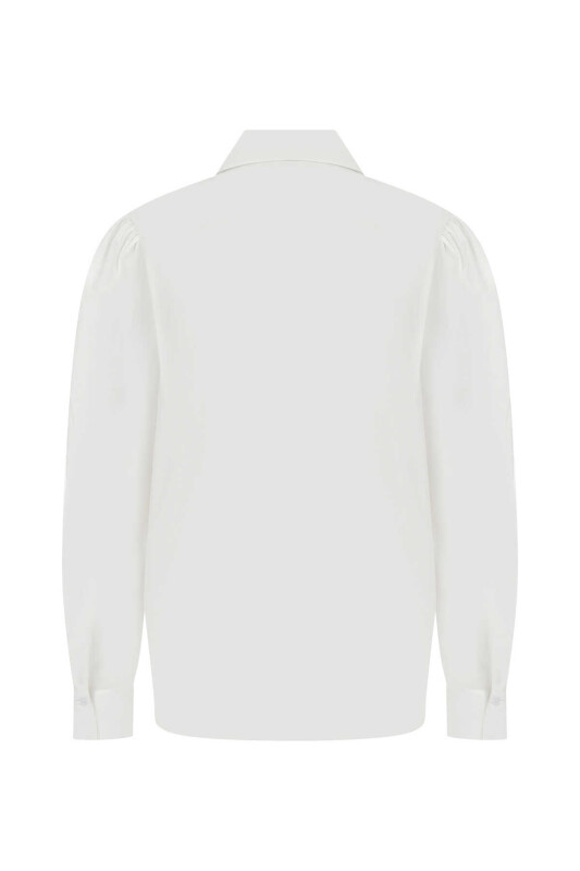 Yakası Fiyonklu Gömlek Beyaz - 5