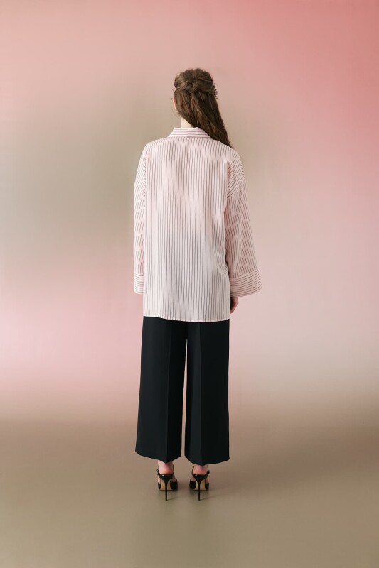 Yakası Fularlı Çizgili Tunik Standart Renk - Roman (1)