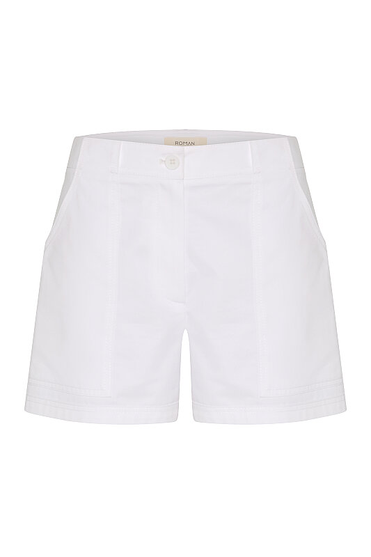 Yan Cepli Şort Beyaz - 5