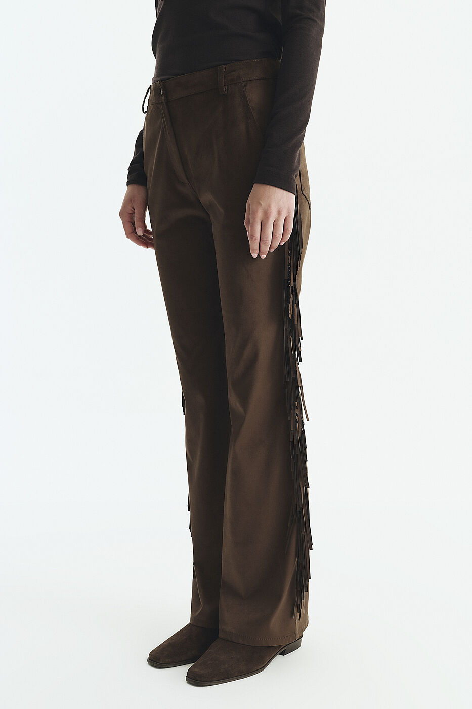Yanları Püskül Detaylı Pantolon Kahve - 3