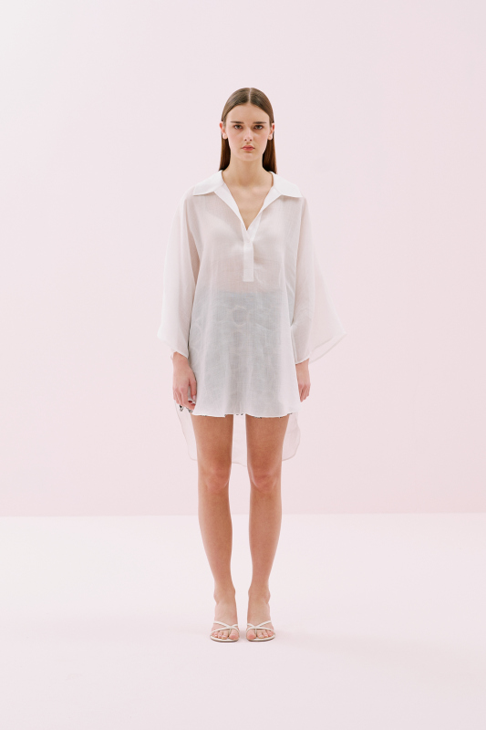 Yarasa Kol Keten Tunik Ekru - 3