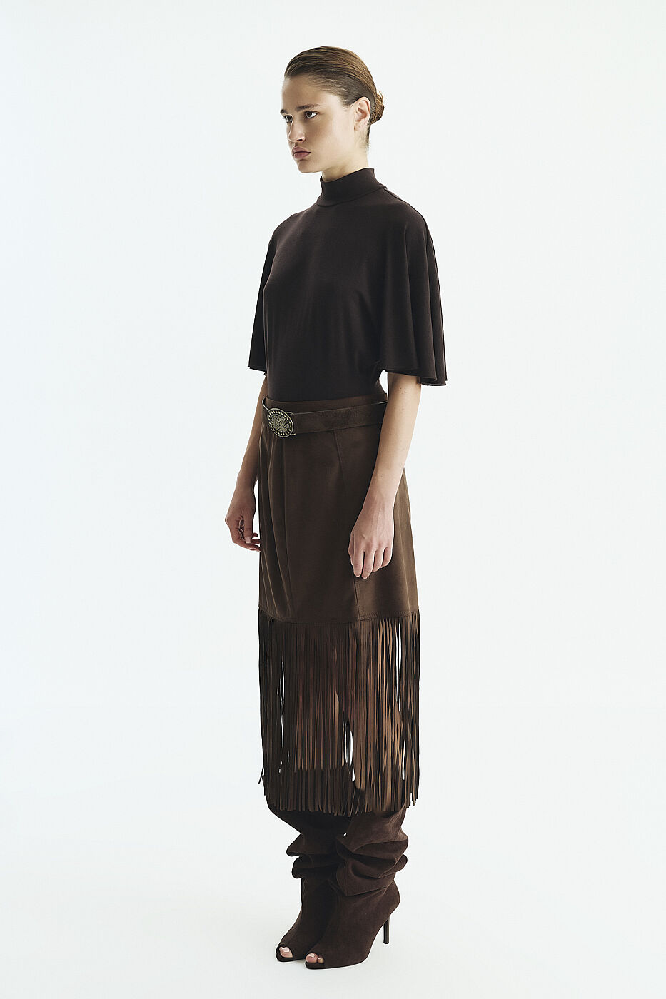 Yarım Kol Balıkçı Yaka Body Suit Kahve - 4