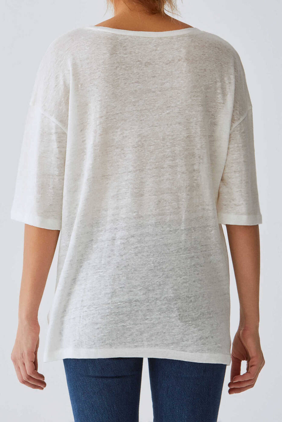 Yazı Detaylı Kadın T-Shirt Ekru - 2