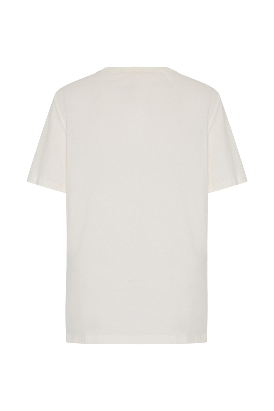 Yırtmaç Detaylı Baskılı T-shirt Ekru - 6