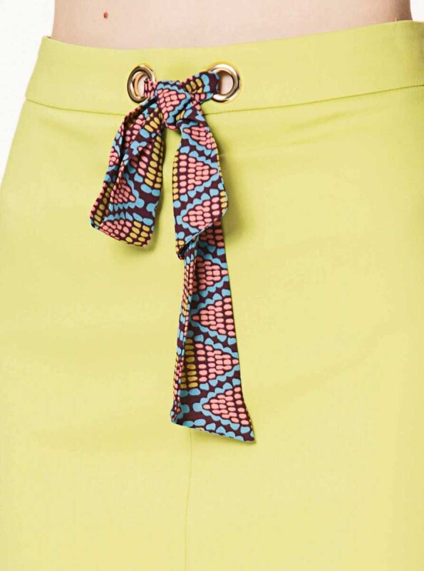 Yırtmaç Detaylı Kadın Etek Fıstık Yeşili - 3