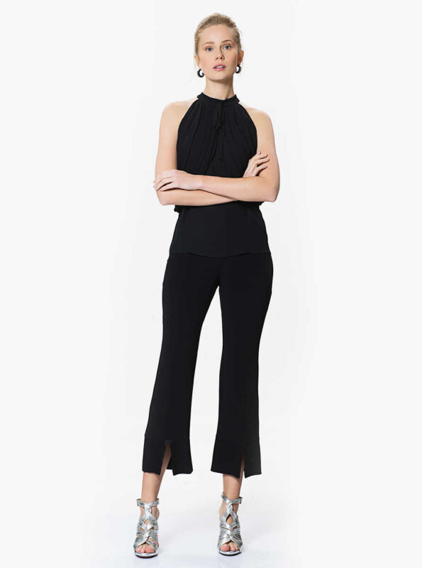 Yırtmaç Detaylı Pantolon Siyah - Roman