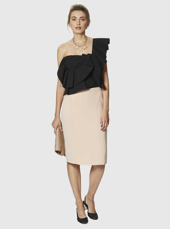 Yırtmaçlı Etek Pudra - Roman