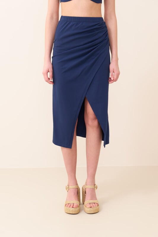 Slit Midi Skirt Navy - 3