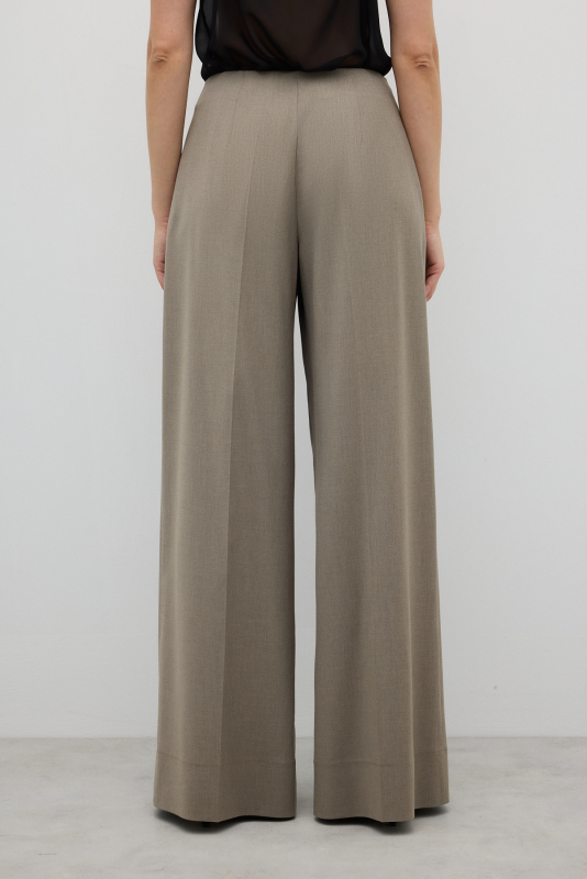 Yün Karışımlı Palazzo Pantolon Kum Beji - Roman (1)