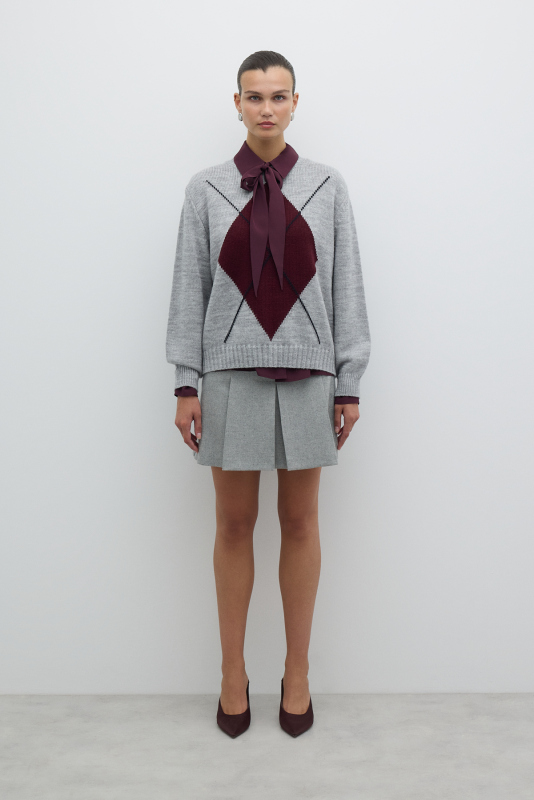 Yün Karışımlı Triko Kazak Standart Renk - 2