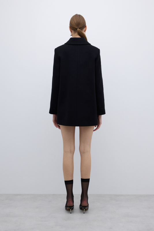 Yün ve Kaşmir Karışımlı Kaban Siyah - 2