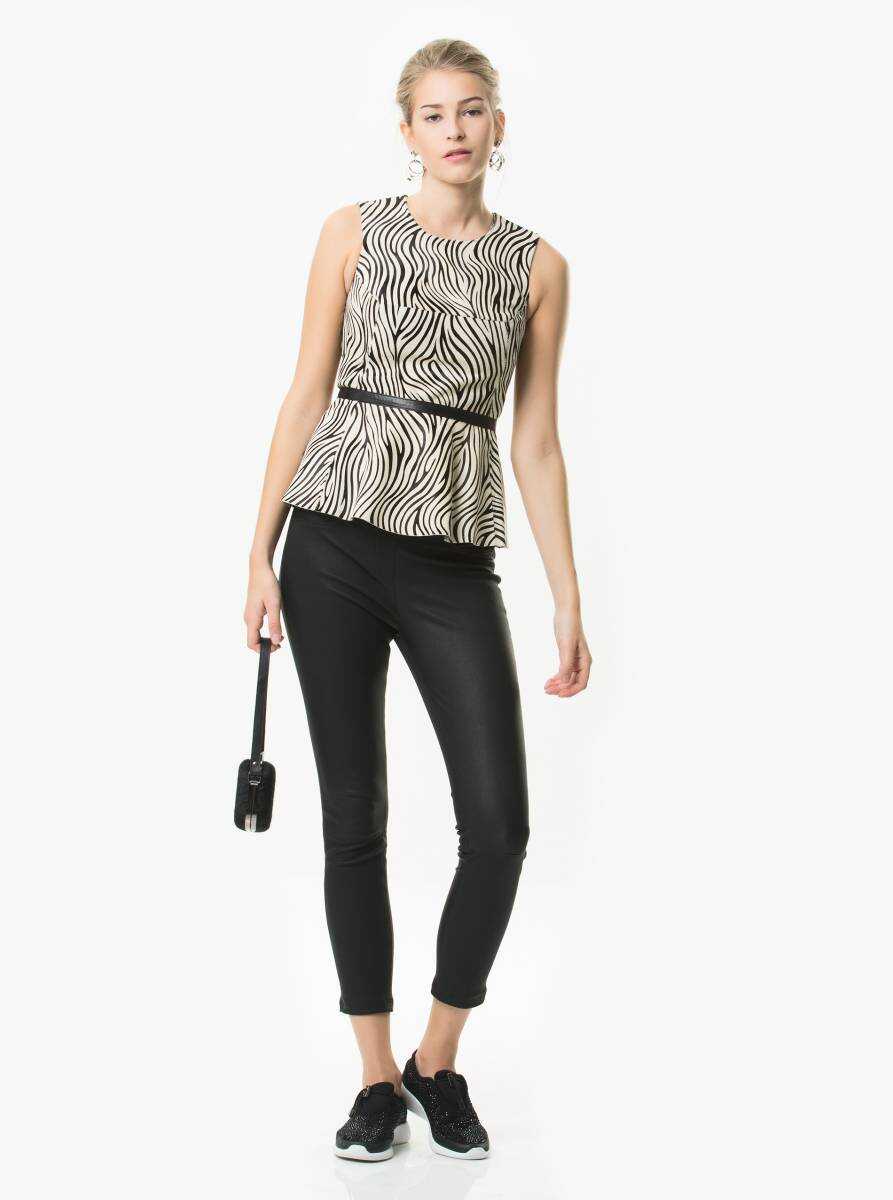  Zebra Desenli Deri  Bluz Standart Renk