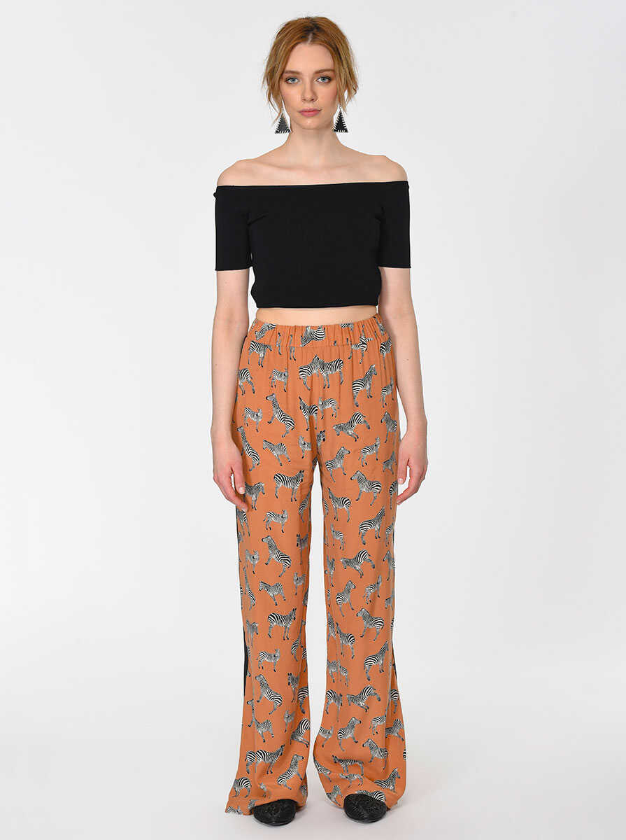 Zebra Desenli Kadın Pantolon Standart Renk