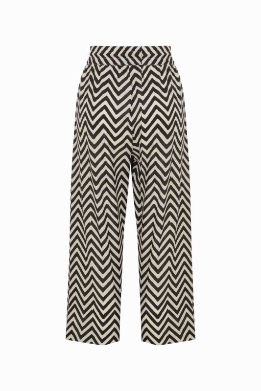 Zigzag Desenli Kadın Pantolon Standart Renk - 5