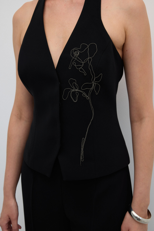 Zincir İşlemeli Yelek Siyah - 4